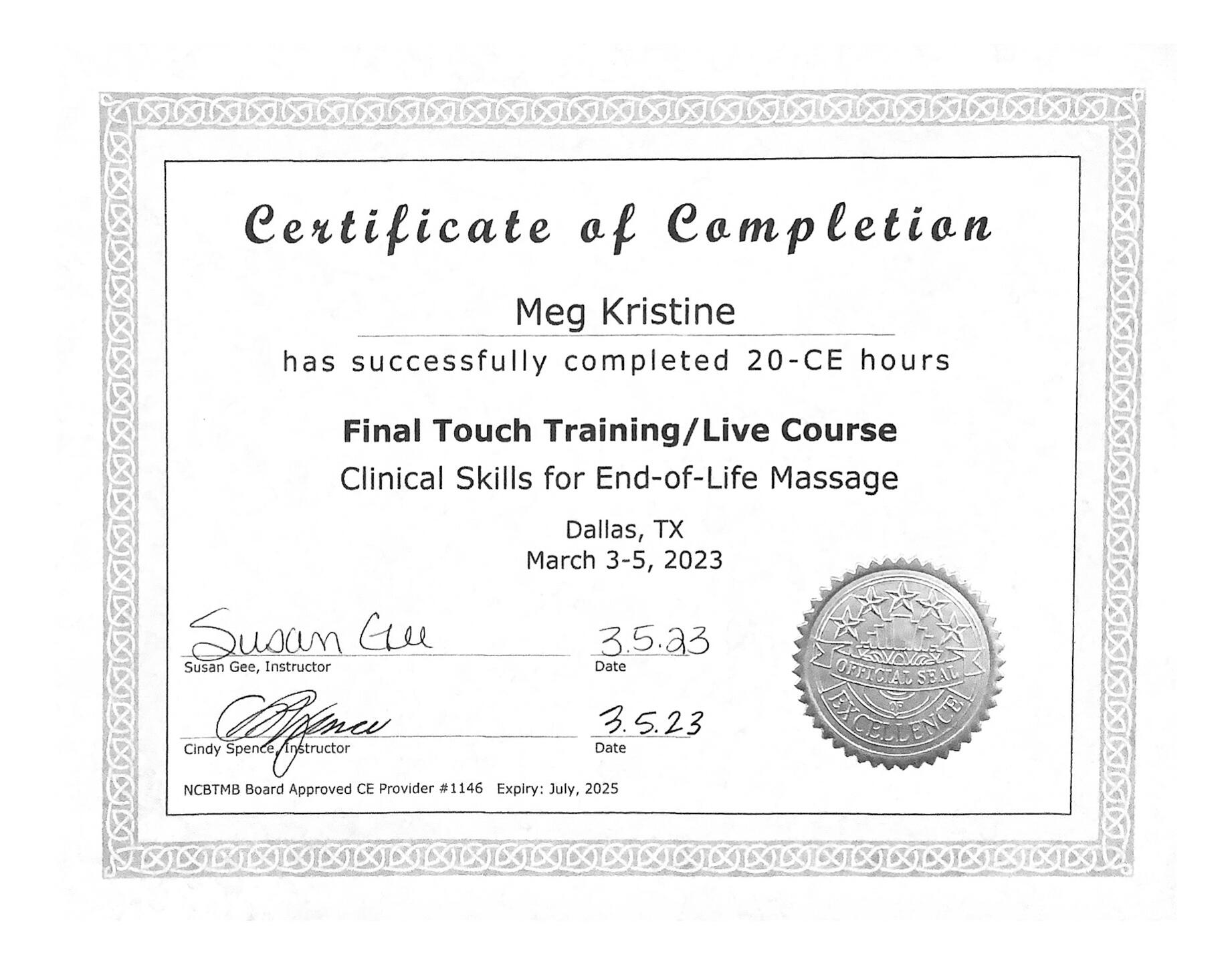 Palliative/Hospice Massage &amp; Touch Therapy