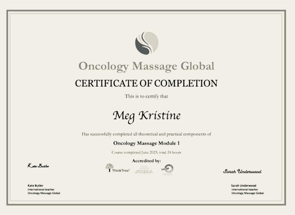 Oncology Massage & Touch Therapy 1/2